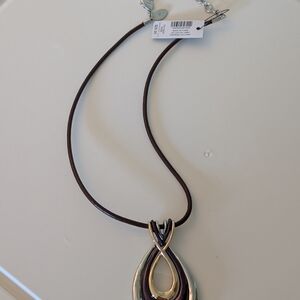 Chico's Silver and Brown Modern Necklace